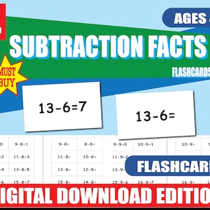 Printable Subtraction Flashcards | Math Facts 0–12 | Double-Sided | PDF + Subtraction Chart | Homeschool & Classroom Learning