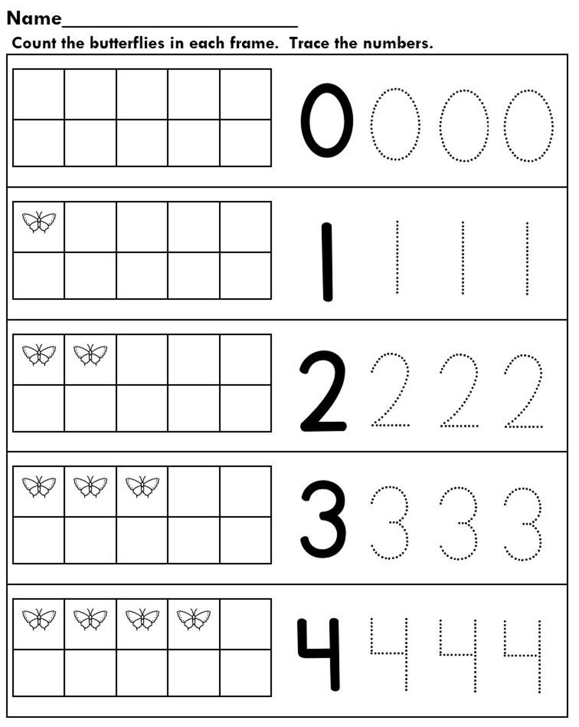 Numbers Preschool Printable Counting and Tracing Numbers Worksheets - Etsy