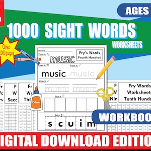 1,000 Sight Words Mega Workbook K–5 | 1,000+ Pages Fry and Dolch | High ...
