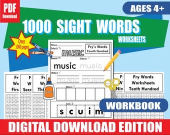 pre k 5 worksheets 1,000 Sight Words Must Know Worksheets Printable | 1,000 Pages GREAT DEAL!