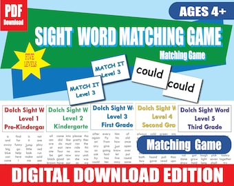 220 Sight Word Matching Game Printable | Pre-K to 3rd Grade | PDF Flashcards + Game Instructions | Literacy Center