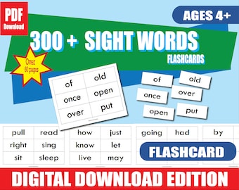 300+ Dolch Sight Words + 95 Nouns Flashcards | Printable PDF | K–3 High-Frequency Word Practice | 60 Pages | Must-Know Reading Words