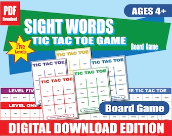 220 Sight Word Tic Tac Toe Game | Printable PDF | Dolch Words Levels 1–5 | Kindergarten–3rd Grade | Fun Reading & Spelling Practice