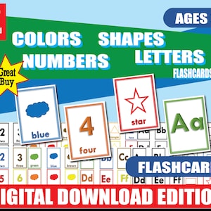Preschool Flashcards Printable | Colors, Shapes, Numbers 1–20, Alphabet | Early Learning for Babies & Toddlers | PDF Download