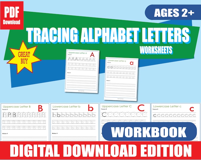 Alphabet Tracing Worksheets | Upper & Lowercase Letters | Preschool Printable | 52 Pages | ABC Practice for Pre-K and Kindergarten