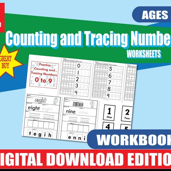 Numbers Preschool Printable Counting and Tracing Numbers Worksheets