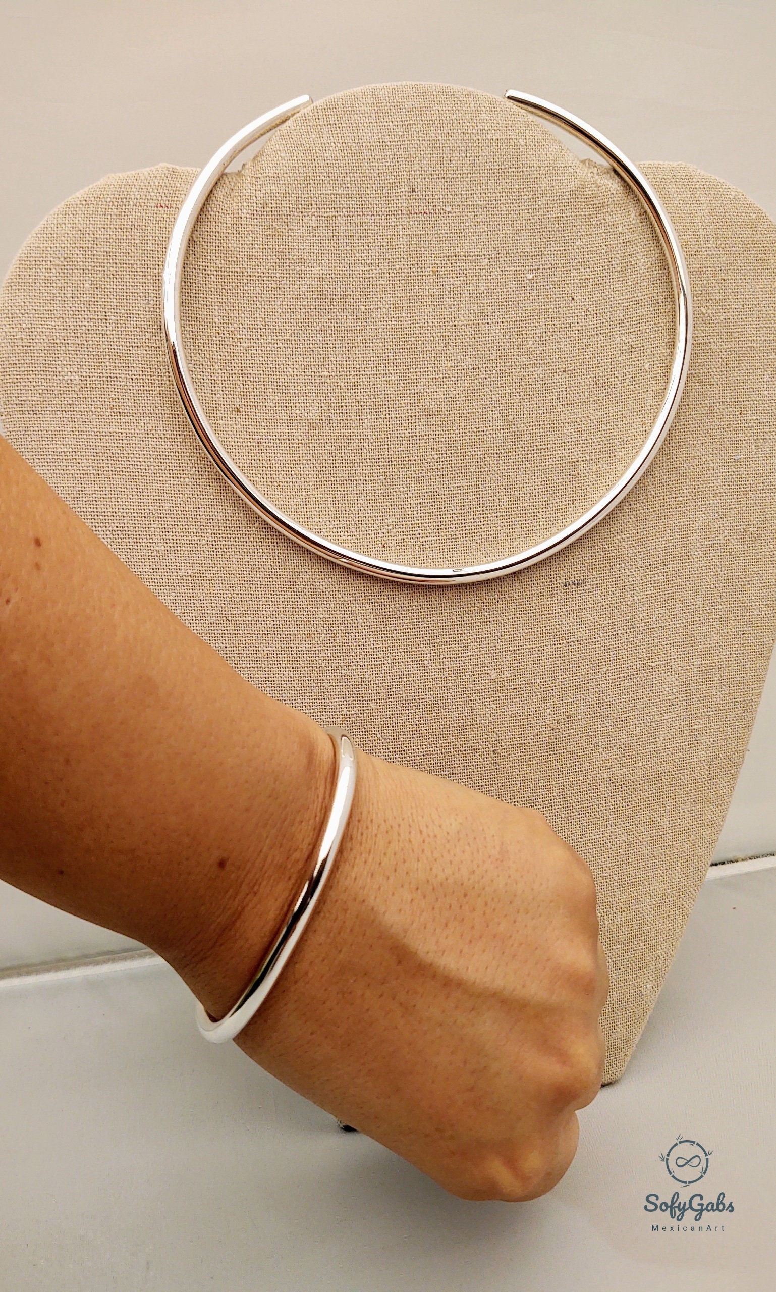 925 Sterling Silver Choker and Bracelet Adjustable Tubular Design Etsy UK