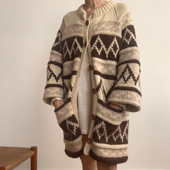 Vintage Wool Fully Lined Cowichan Cardigan Sweater - image 8