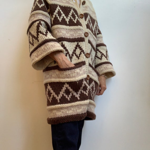 Vintage Wool Fully Lined Cowichan Cardigan Sweater - image 7