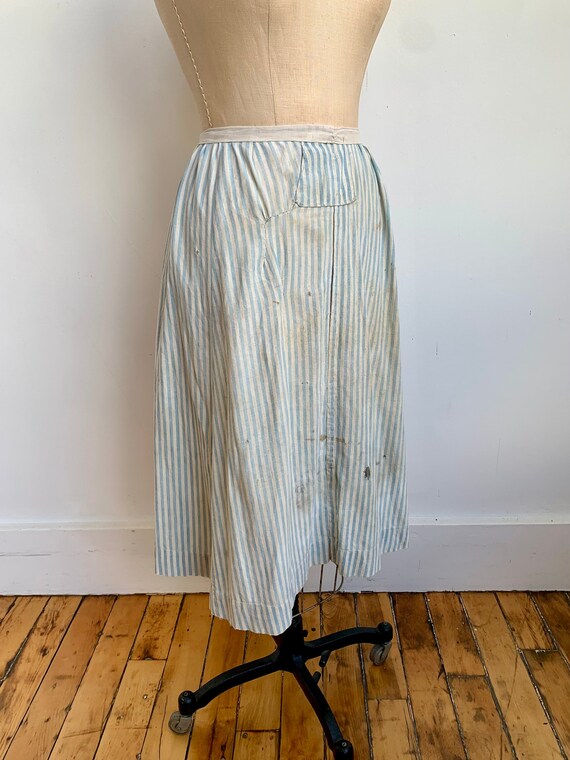 Antique Homemade Stripe Primitive Apron Heavy Mend