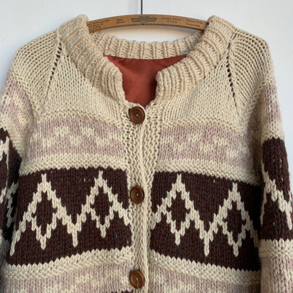 Vintage Wool Fully Lined Cowichan Cardigan Sweater - image 4