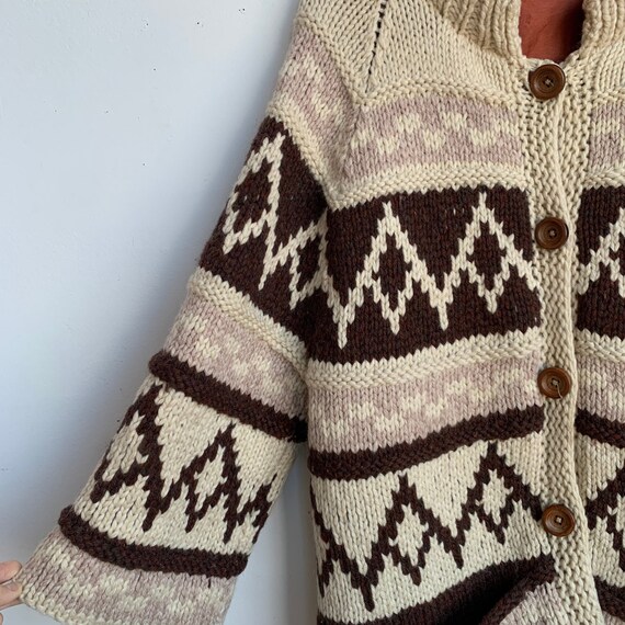 Vintage Wool Fully Lined Cowichan Cardigan Sweater - image 2