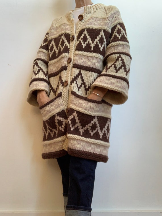 Vintage Wool Fully Lined Cowichan Cardigan Sweater