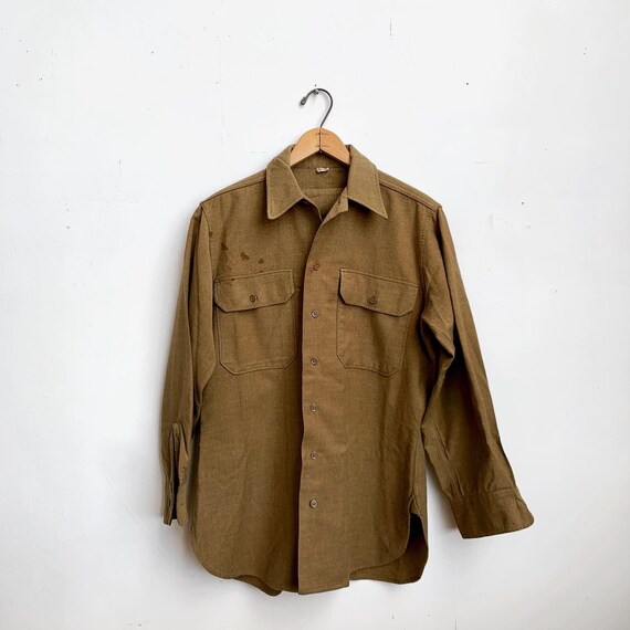 Antique WWII Army Wool Field Shirt With 