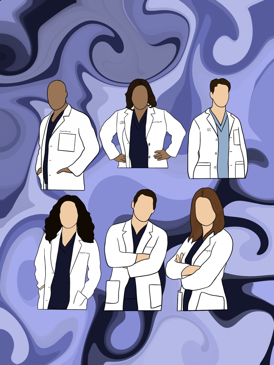 greys anatomy characters stickers etsy