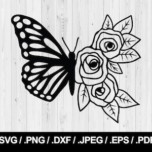 Butterfly Rose Combo SVG! PNG, JPEG, eps, ai, pdf et dxf. Téléchargement instantané