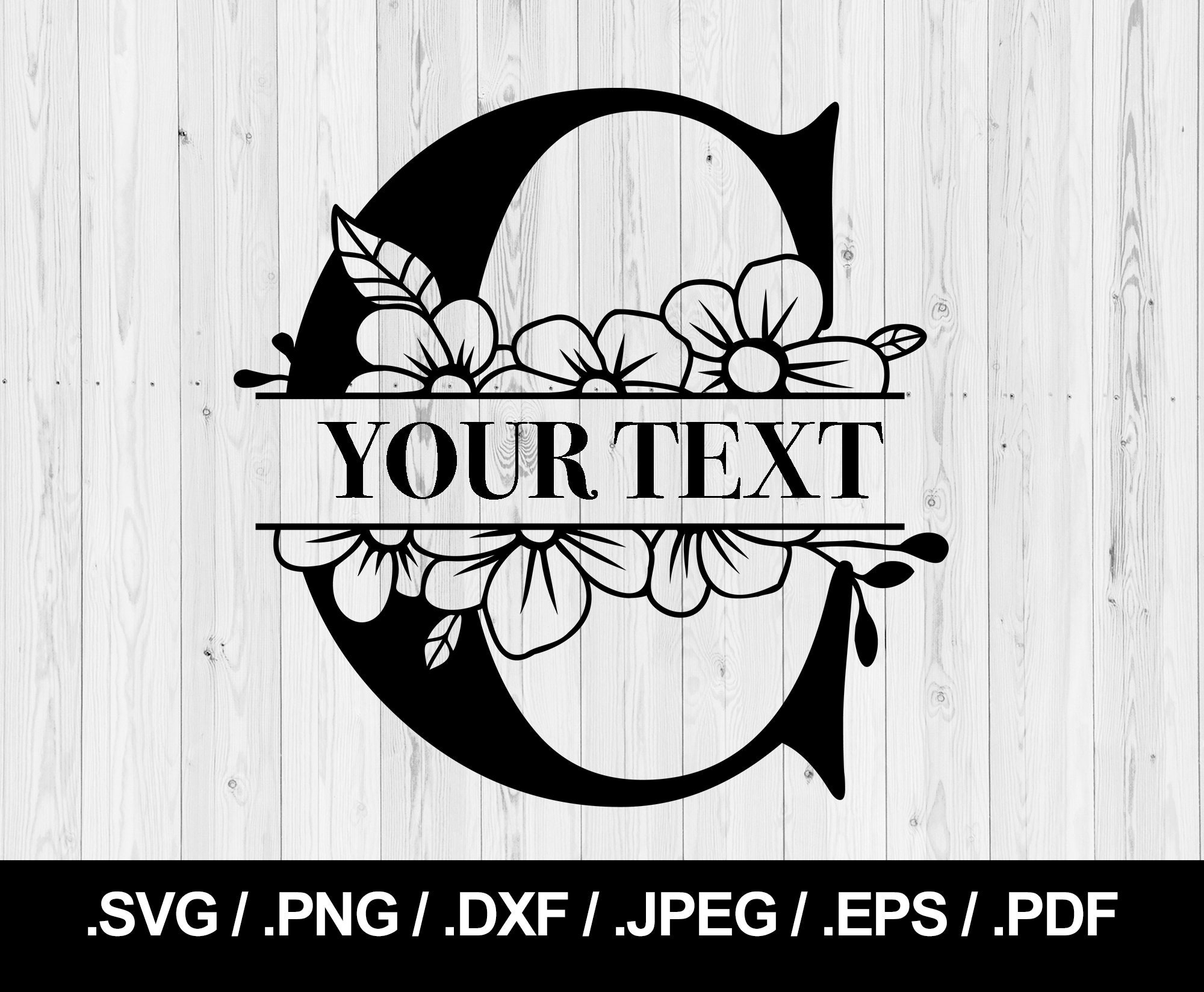 Flower Split Letter M. Floral Letter SVG PNG, JPEG, eps, ai, pdf and dxf.  Monogram Font. Instant download
