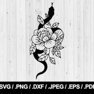 Snake with Flowers SVG! PNG, JPEG, eps, ai, pdf and dxf. Instant download