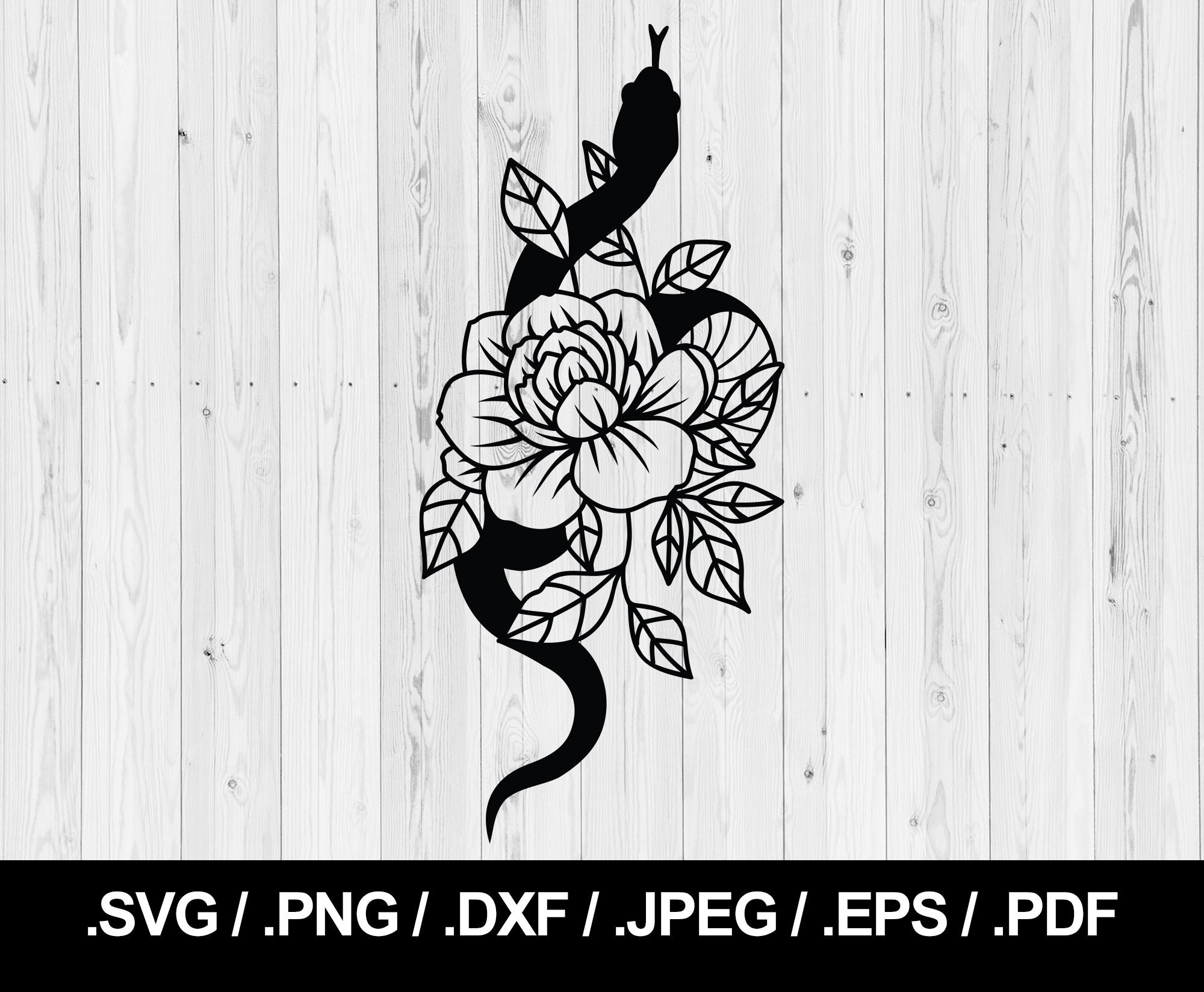 Snake With Flowers SVG! PNG, JPEG, Eps, Ai, Pdf and Dxf. Instant ...