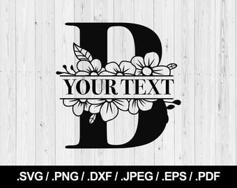 Fleur fendue lettre B. Floral lettre SVG PNG, JPEG, eps, ai, pdf et dxf. Police de monogramme. Téléchargement instantané