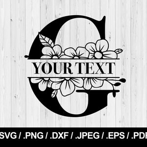 Flor Split Letra G. Letra Floral SVG PNG, JPEG, eps, ai, pdf y dxf. Fuente Monograma. Descarga instantánea