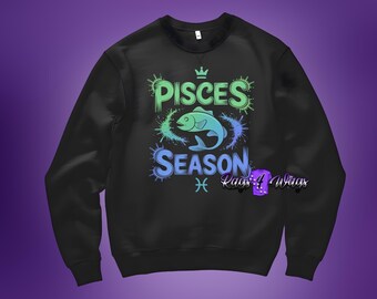 Pisces Season PNG | Zodiac Fish & Crown Graphic (Digital Download)
