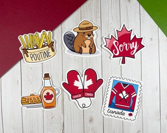 6-pc Canadian Sticker set |  Planner stickers | Laptop iPad Water bottle stickers
