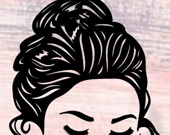 メッシー バン SVG、ヘア SVG