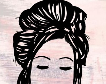 メッシー バン SVG、ヘア SVG、ヘア ファン バン