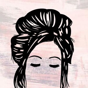 Messy Bun SVG , Hair SVG, hair fan bun
