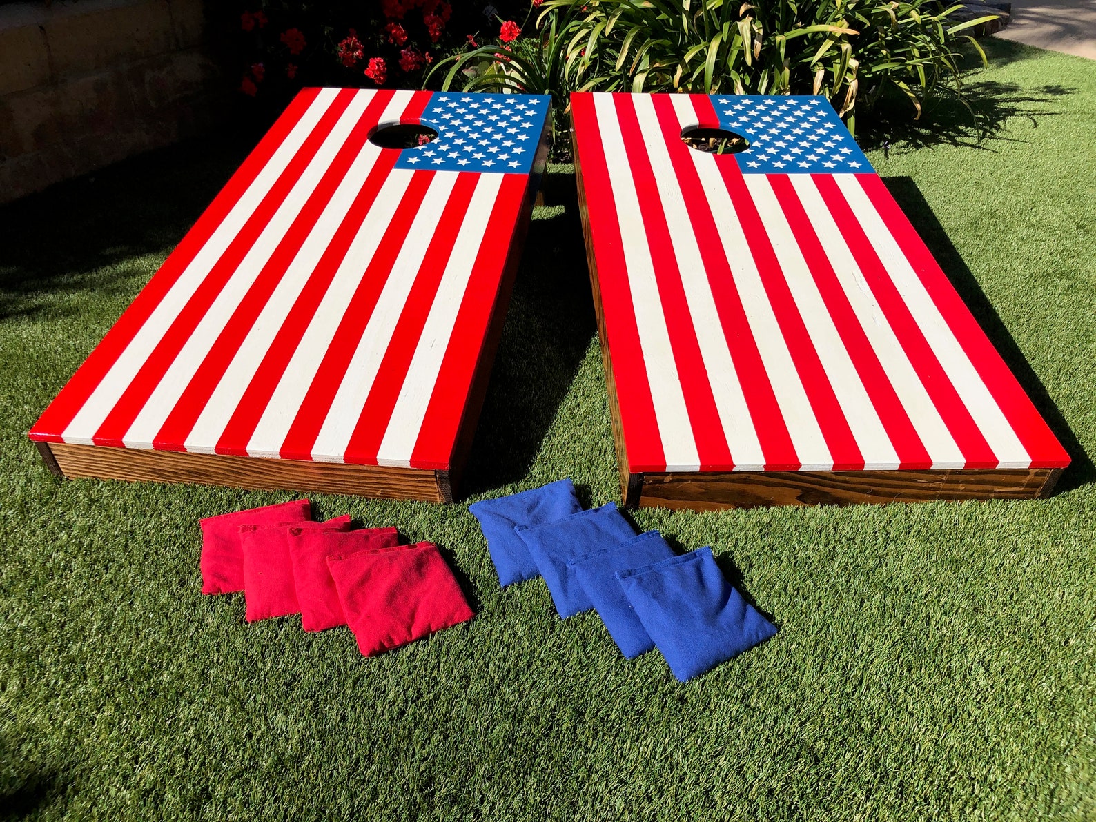 American Flag Regulation Size Cornhole Board Set Etsy
