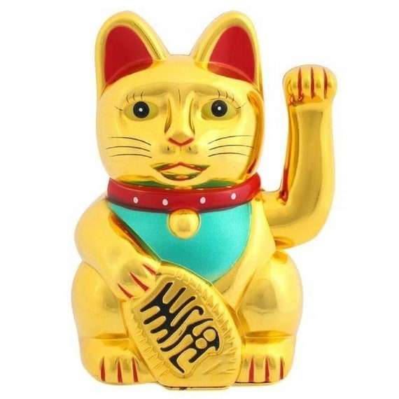 Gold Lucky Waving Cat for luck Etsy