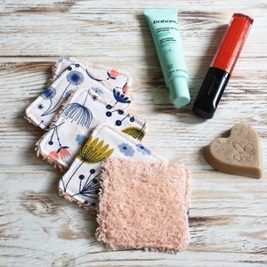 Cotton face scrubbies / Makeup remover square face pads / Reusable cotton face pads / Soft washable make up wipes