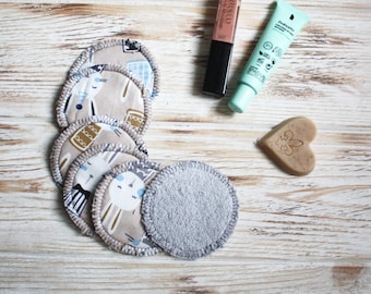 May include: A set of six reusable makeup remover pads with a cute bunny rabbit design, a gray reusable makeup remover pad, a tube of Dr. Hauschka Soothing Cleansing Milk, a heart-shaped bar of soap, and a tube of nude-colored lipstick.