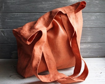 Minimalist linen tote bag / Eco market bag / Reusable shopping bag / Linen grocery bag / Zero waste gift ideas