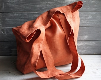 Minimalist linen tote bag / Eco market bag / Reusable shopping bag / Linen grocery bag / Zero waste gift ideas