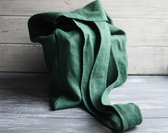 Minimalist green linen tote / Reusable linen market bag / Simple linen beach tote / Linen grocery bag