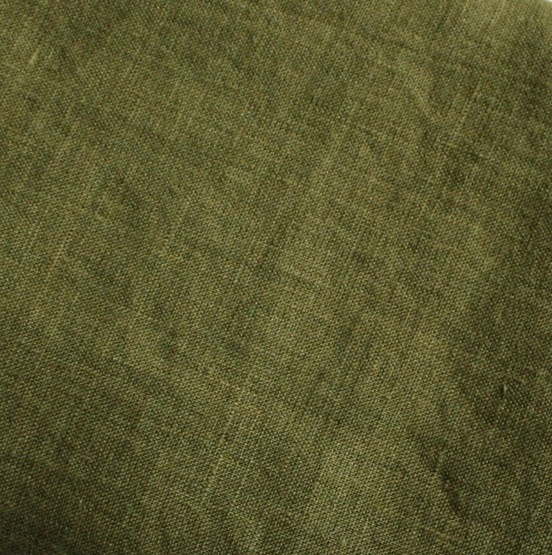 Moss green linen fabric by the yard for clothes Etsy