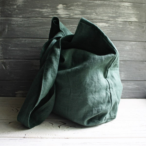 Reusable grocery tote / Linen shopper / Linen tote purse / Reusable bag for shopping / Market bag women