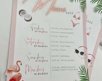 Miami Bachelorette Itinerary - Custom - Digital