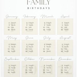 Custom Birthday Calendar | Celebration Calendar | Anniversary Calendar | Birthday Tracker