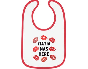 YIAYIA WAS HERE Baby Contrast Trim Jersey Bib