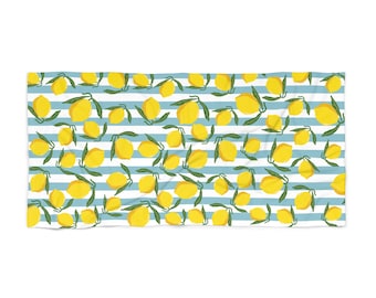 Lemon & Blue Stripe Beach Towel 30"x60"