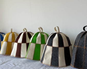 100% Natural Wool Felt Sauna Hat | Heat Protection, Colourful Banya Cap Wellness Gift