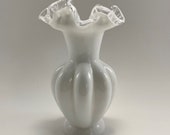 Fenton Silvercrest Crimped Ruffled Melon Vase