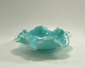 Fenton Silver Crest Aqua Turquoise Small Bowl Bon Bon Dish