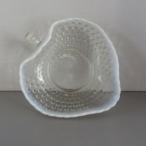 Anchor Hocking Glass Opalescent Moonstone Hobnail Heart Dish