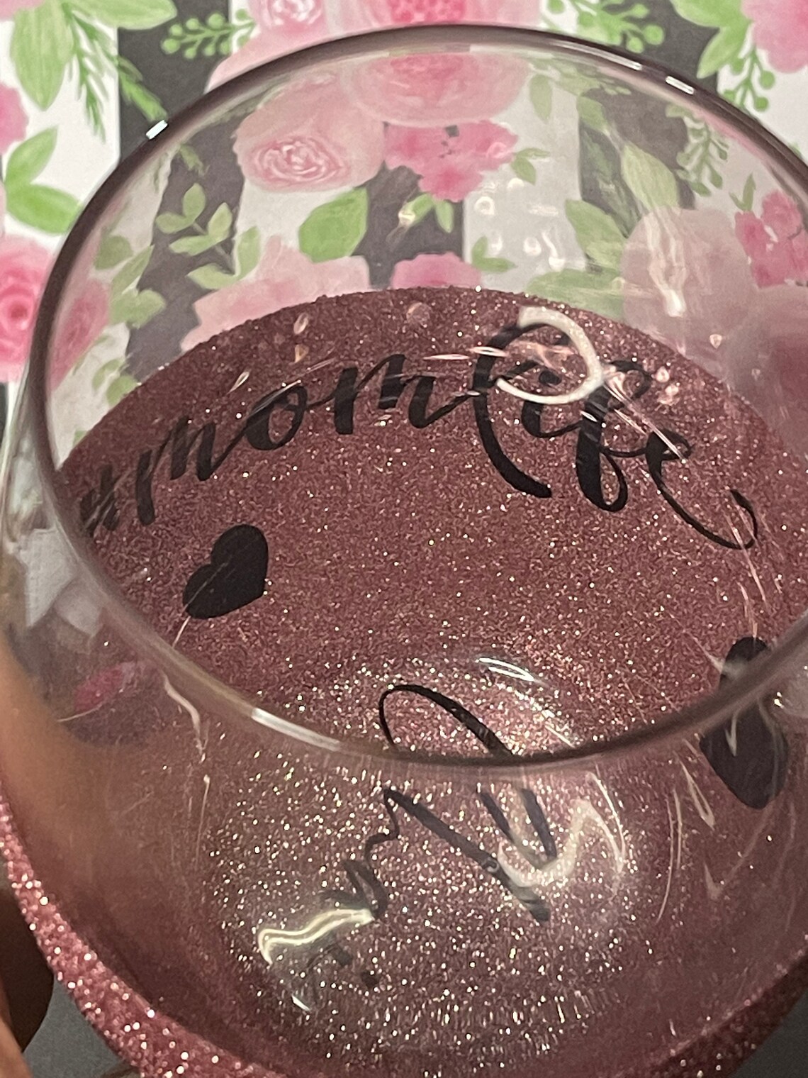 Peek a boo stemless wine glass Etsy