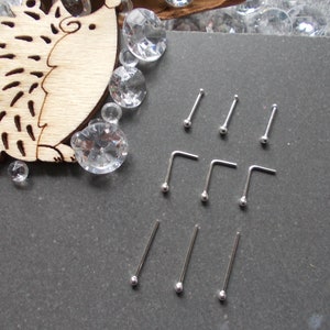 3 x Quality 925 Sterling Silver Nose Studs, Silver Ball Top, Choose Ball Fix, L Post or Straight Post