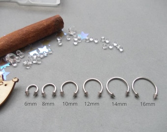 1 X Horseshoe SPIKE CONE 1.2mm thin Ring Quality 316L Surgical Steel  Ring, Choose Ring Size 6mm,8mm,,10mm,12mm,14mm,16mm